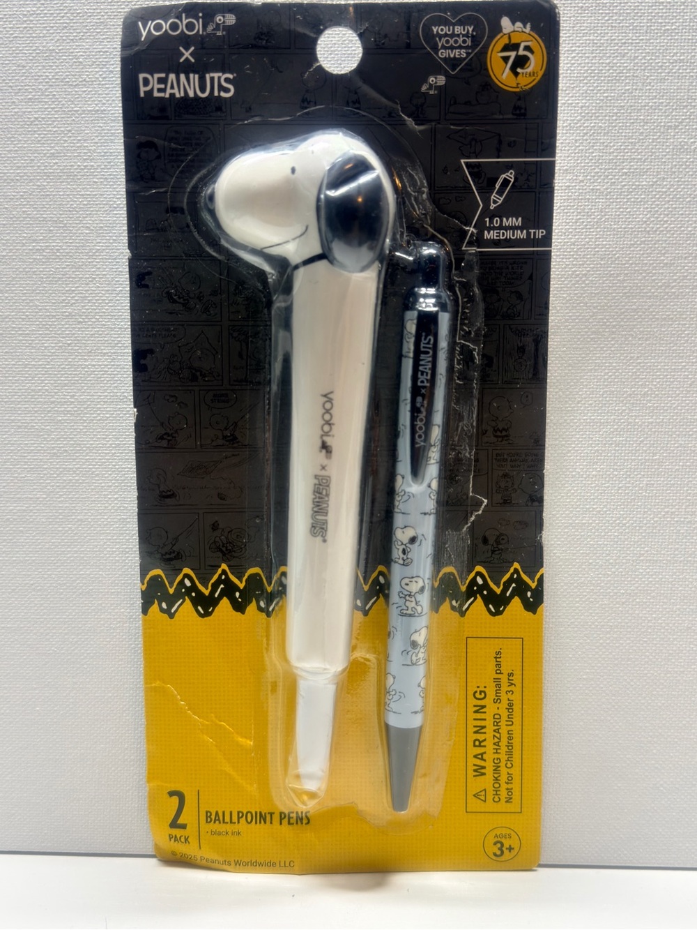 Yoobi Peanuts Snoopy White and Black Ballpoint Pen Set